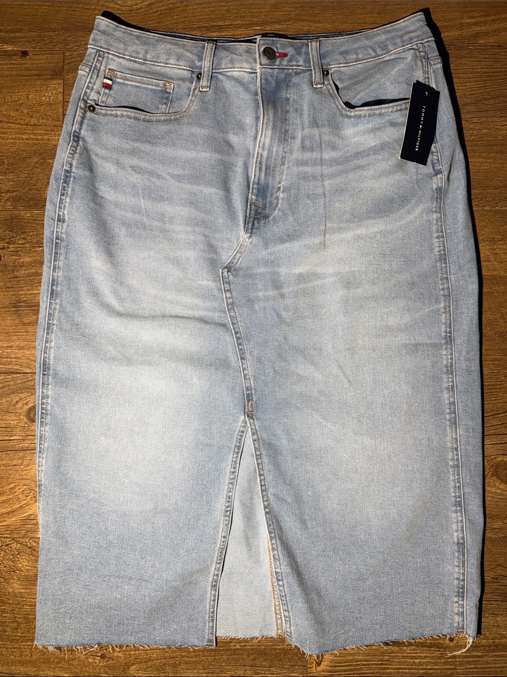 Tommy Hilfiger Light Blue Straight Denim Skirt
